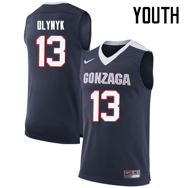 Youth #13 Kelly Olynyk Gonzaga Bulldogs College Basketball Jerseys-Navy